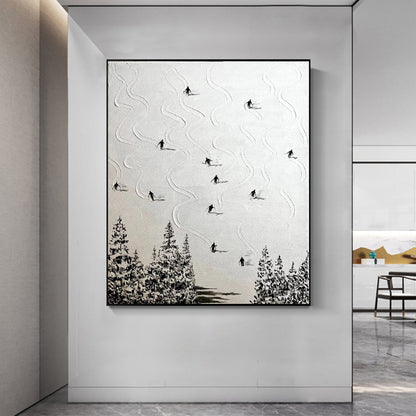 Textured Ski Painting, Snowy Mountain Canvas Art, Winter Decor – White Mountain Wall Art | Abstract Textured Oil Painting, vi