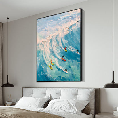 Blue Abstract Textured Ocean Wave Seascape Wall Art