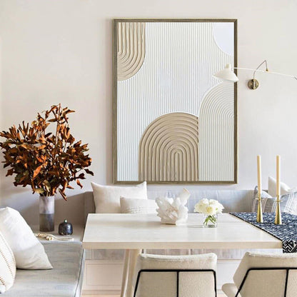Beige and white 3D Minimalist Painting Large Beige and white Art Beige – Abstract Painting