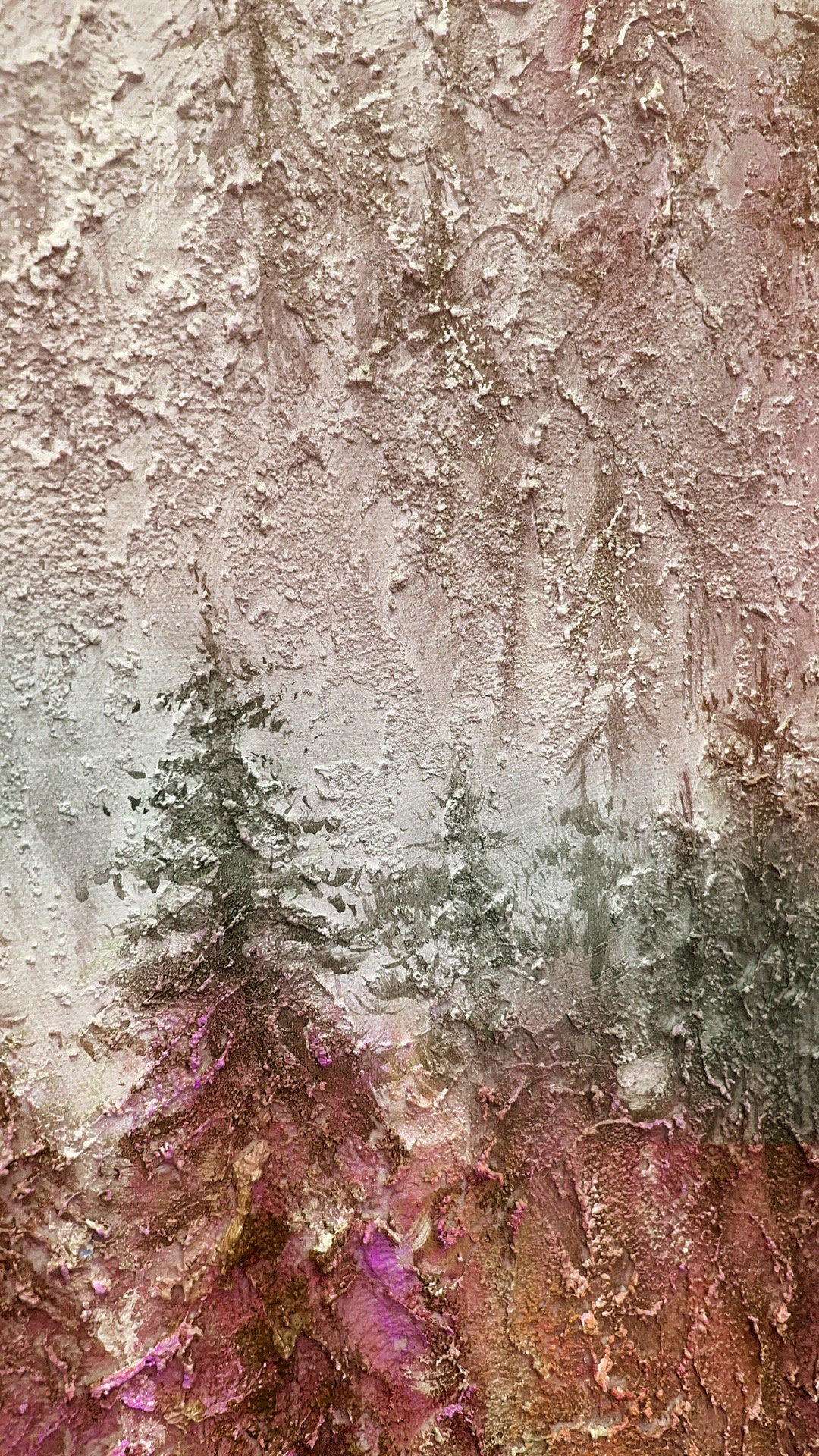 Original – Colorful Forest Tree Wall Art | Abstract Textured Oil Painting, view 3