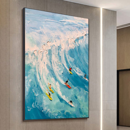 Original Surf Painting on Canvas – Blue Ocean Wave Seascape Wall Art | Abstract Textured Oil Painting, view 2