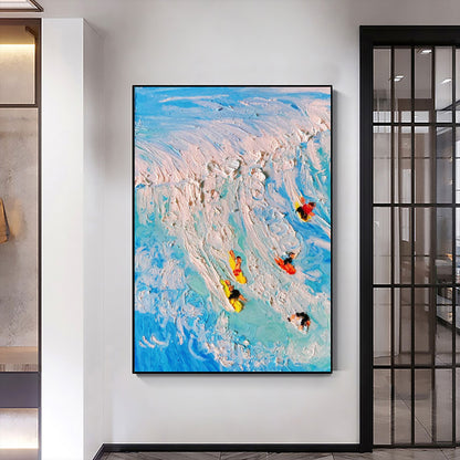 Original Blue – Blue Ocean Wave Seascape Wall Art | Abstract Textured Oil Painting, view 2