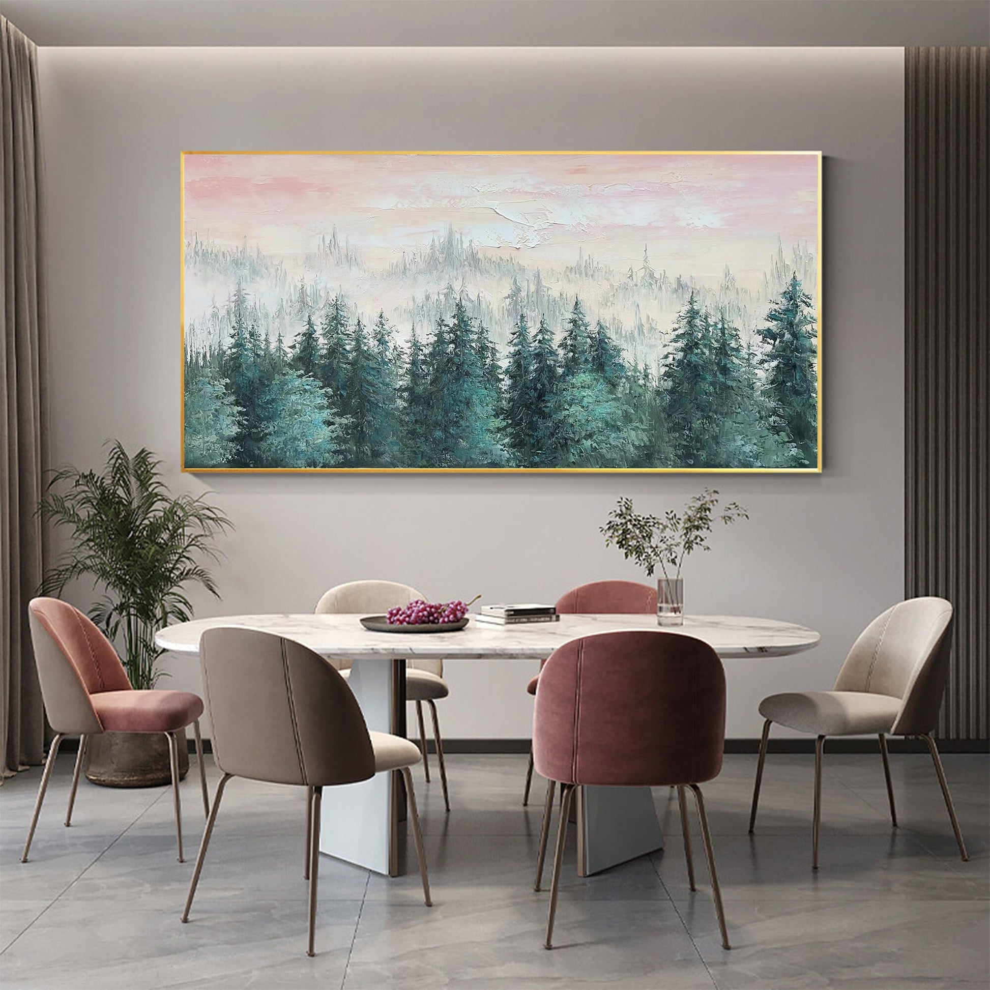 Large – Green Forest Tree Wall Art | Boho Oil Painting, view 4
