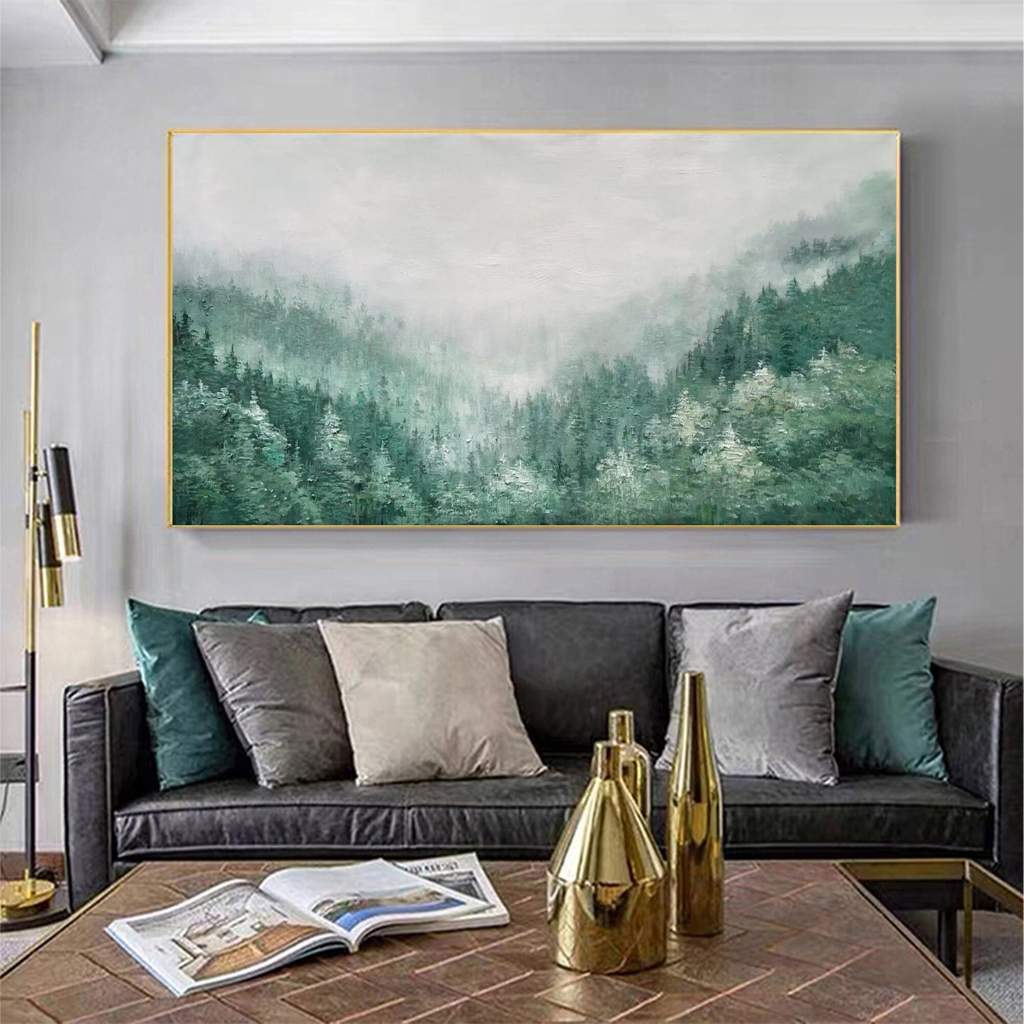 Original Green Forest – Green Forest Tree Wall Art | Abstract Oil Painting, view 4