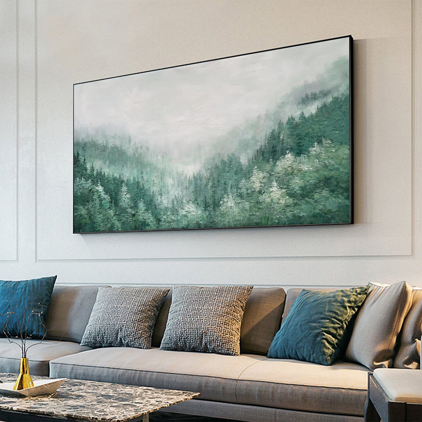 Original Green Forest – Green Forest Tree Wall Art | Abstract Oil Painting, view 5