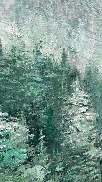 Original Green Forest – Green Forest Tree Wall Art | Abstract Oil Painting, view 3