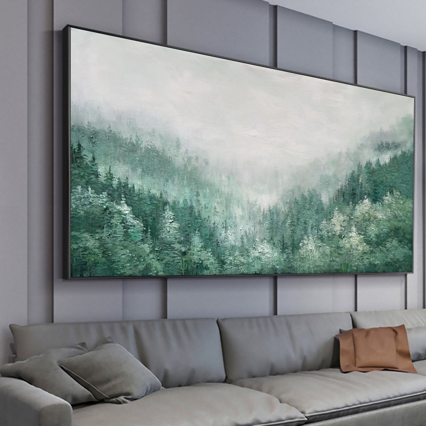 Original Green Forest – Green Forest Tree Wall Art | Abstract Oil Painting, view 2