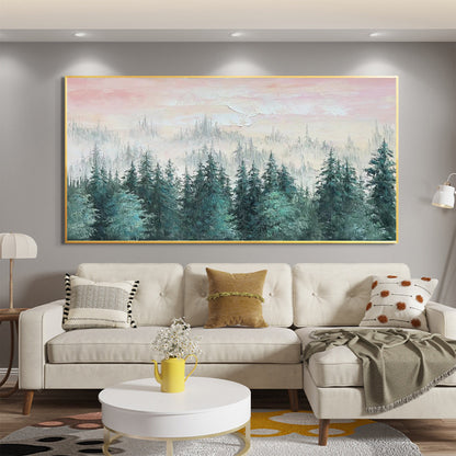 Large – Green Forest Tree Wall Art | Boho Oil Painting, view 5