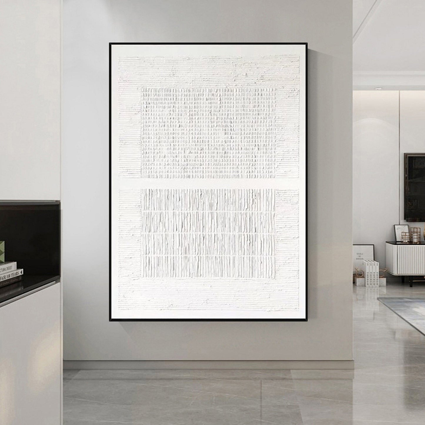 Personalized White Abstract Painting – Large Minimalist Textured Wall Art – Custom Painting