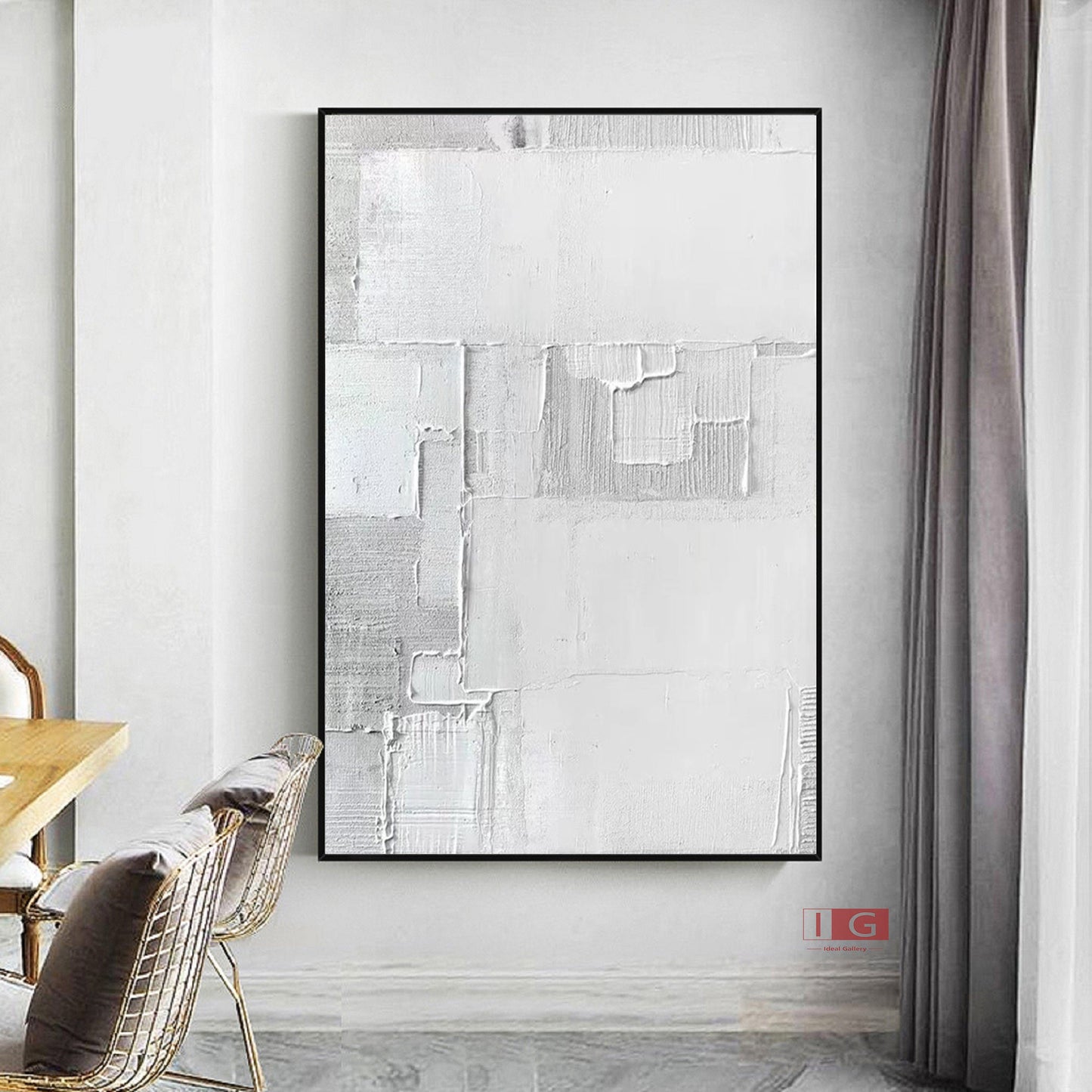 Textured Grey and White Abstract Painting – Minimalist Wall Art