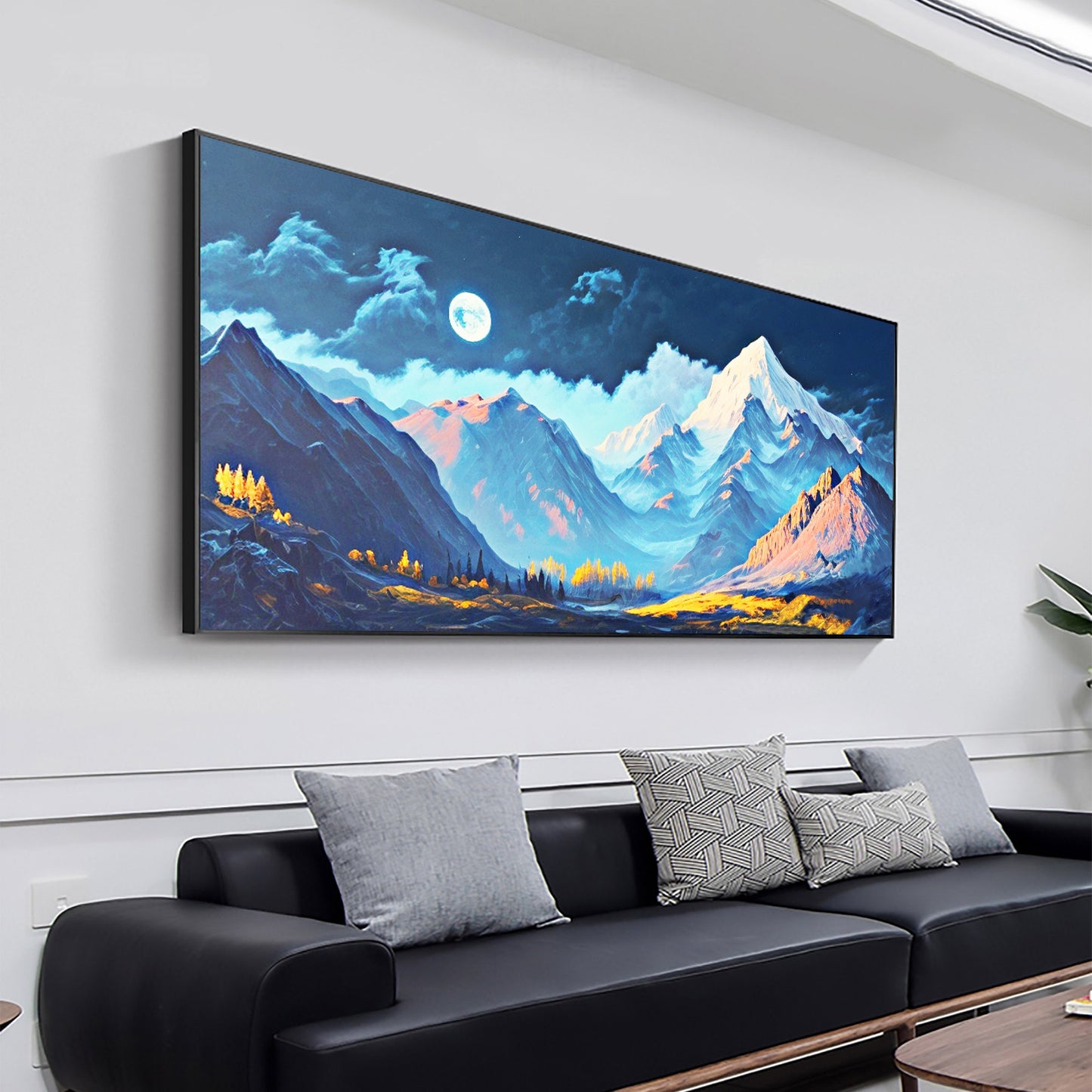 Blue Abstract Landscape Wall Art – Snow Mountain