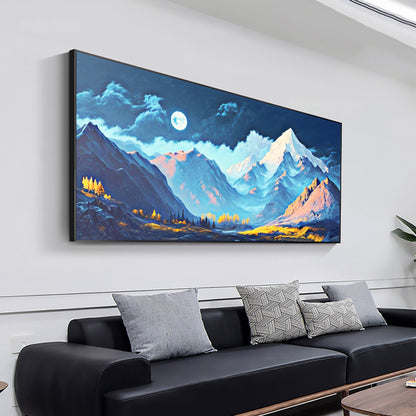 Blue Abstract Landscape Wall Art – Snow Mountain