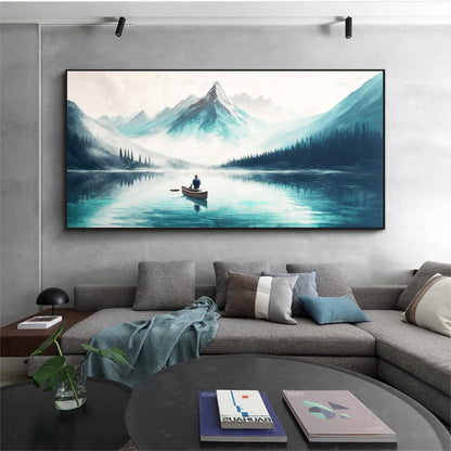 Original – Lake Landscape Wall Art | Abstract Oil Painting, view 4