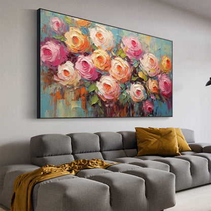 Original – Pink Rose Floral Wall Art | Abstract Oil Painting, view 2