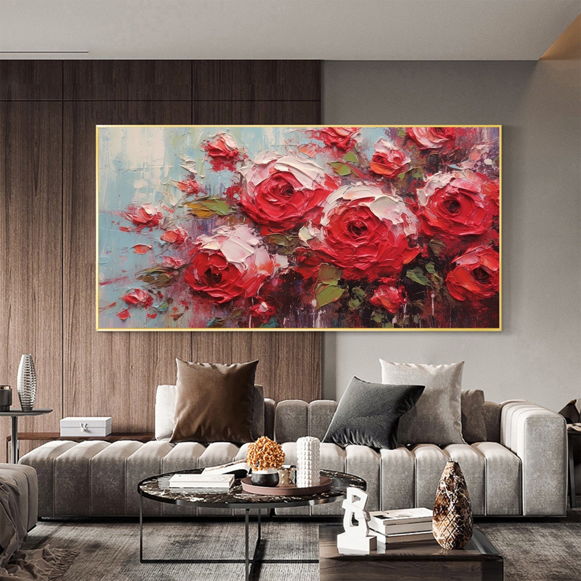 Original Red Roses – Red Rose Floral Wall Art | Abstract Oil Painting, view 4