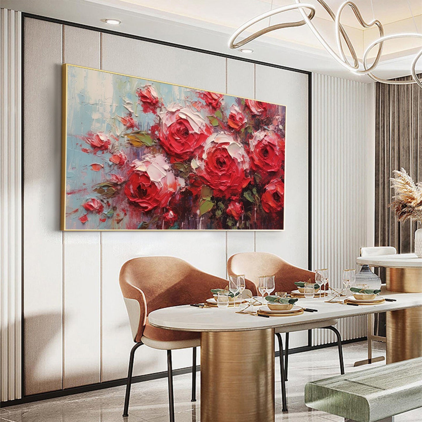 Red Abstract Rose Floral Wall Art