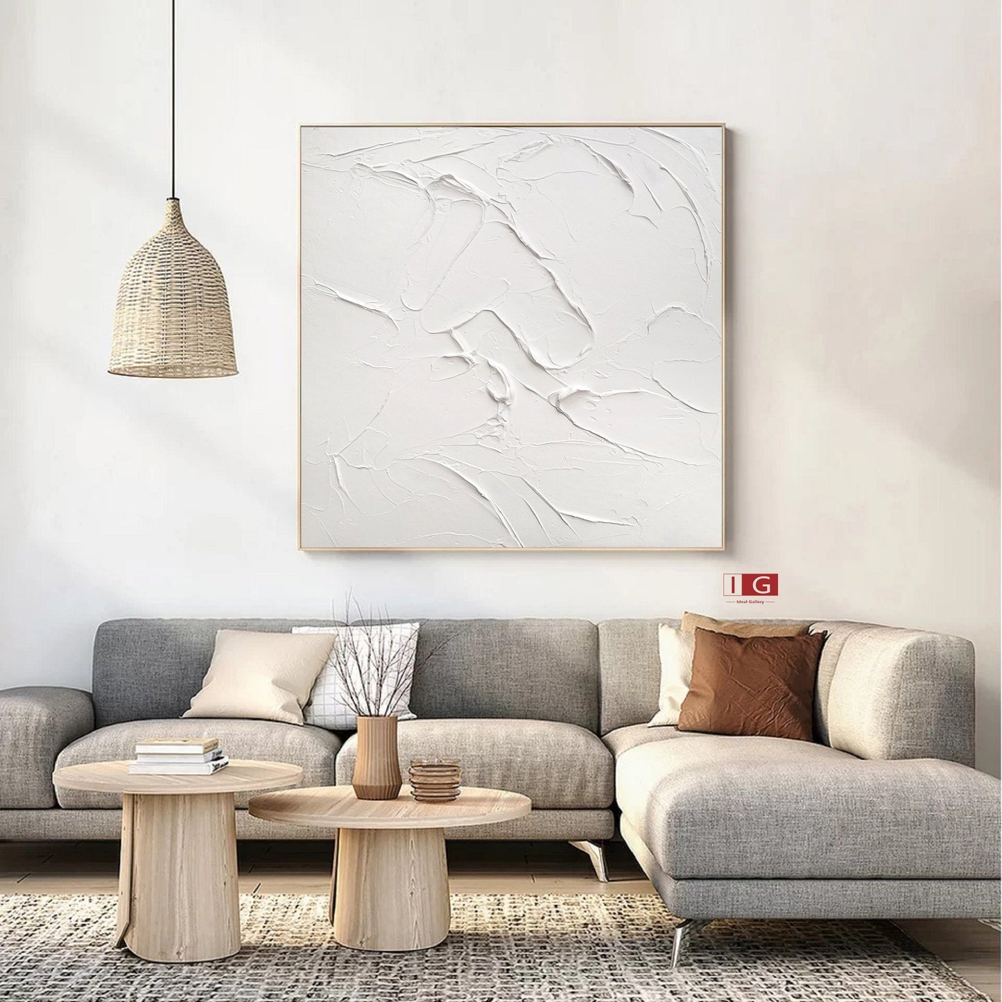 White Textured Painting – Large Abstract Plaster Wall Art – Abstract Painting