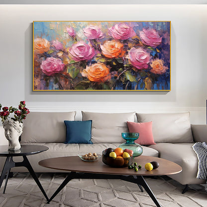 Original – Colorful Rose Floral Wall Art | Boho Oil Painting, view 4