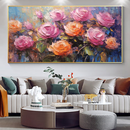 Original – Colorful Rose Floral Wall Art | Boho Oil Painting, view 5