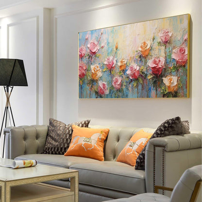 Original – Pink Rose Floral Wall Art | Abstract Oil Painting, view 5