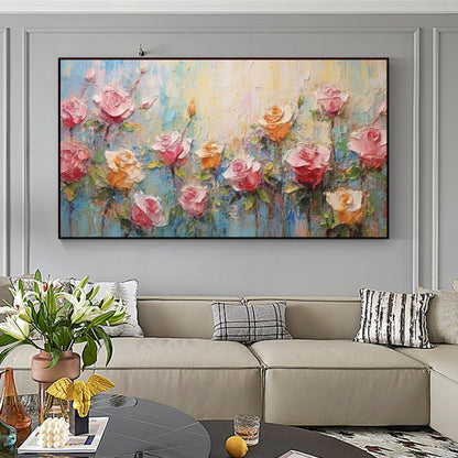 Original – Pink Rose Floral Wall Art | Abstract Oil Painting, view 4