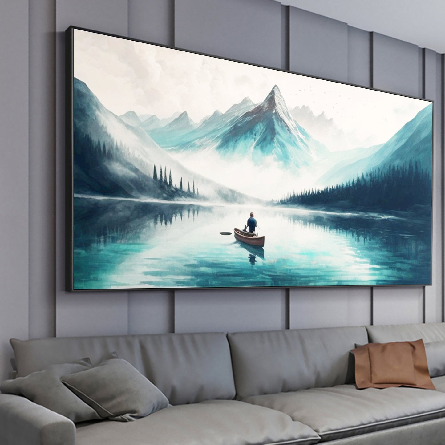 Original – Lake Landscape Wall Art | Abstract Oil Painting, view 2
