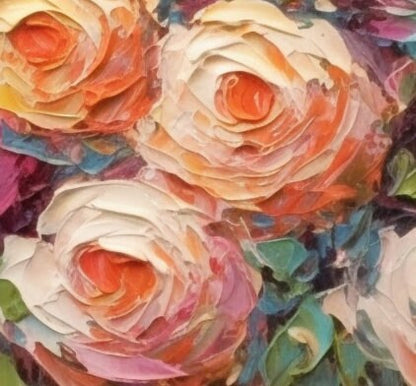 Original – Pink Rose Floral Wall Art | Abstract Oil Painting, view 3