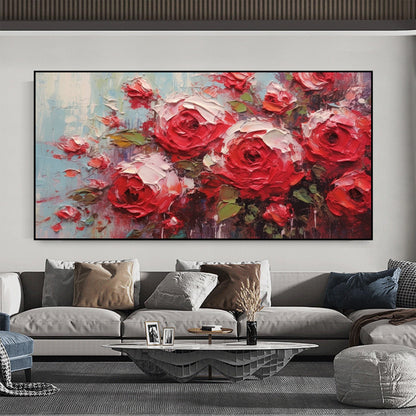 Red Abstract Rose Floral Wall Art