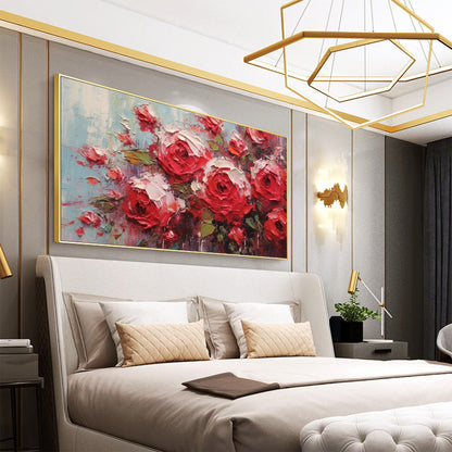 Red Abstract Rose Floral Wall Art