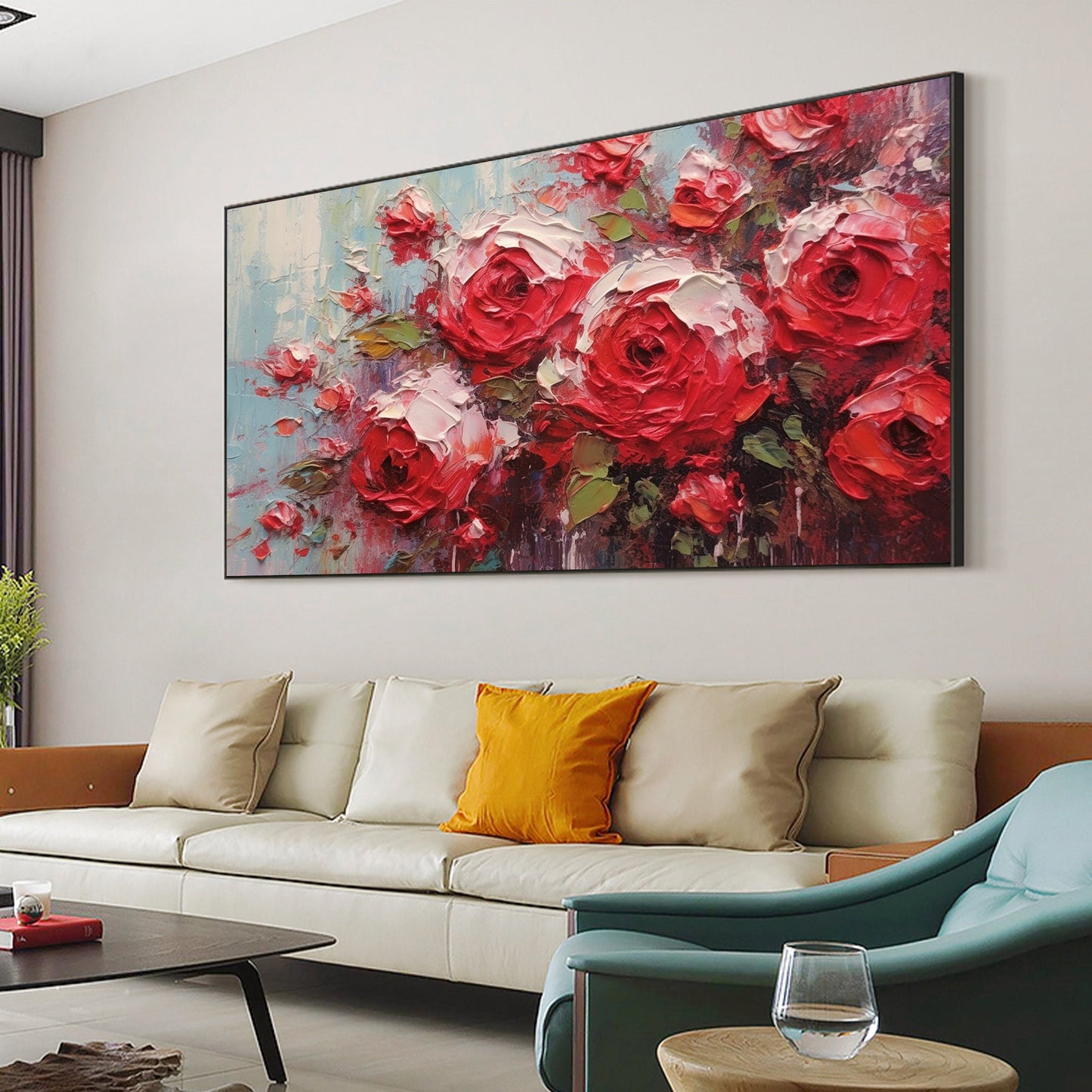 Red Abstract Rose Floral Wall Art