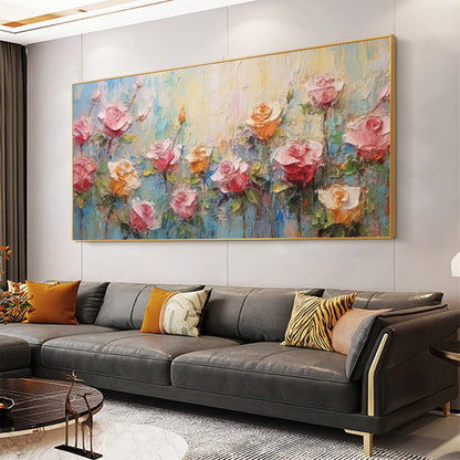 Original – Pink Rose Floral Wall Art | Abstract Oil Painting, view 2
