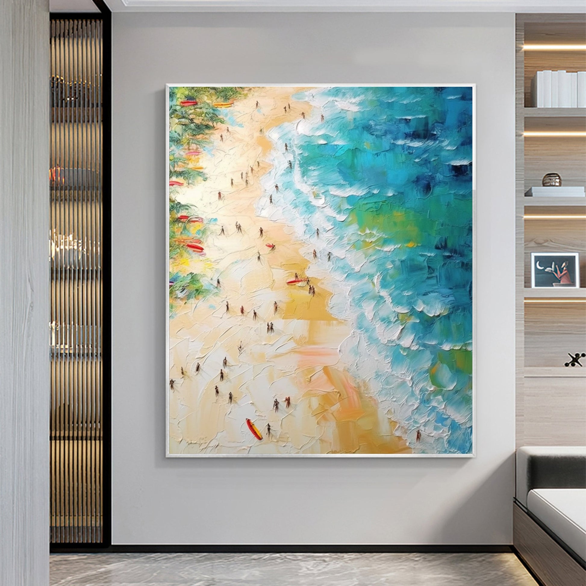 Original Beach – Gold Beach Seascape Wall Art | Abstract Oil Painting, view 2