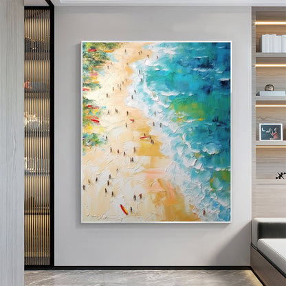 Original Beach – Gold Beach Seascape Wall Art | Abstract Oil Painting, view 2