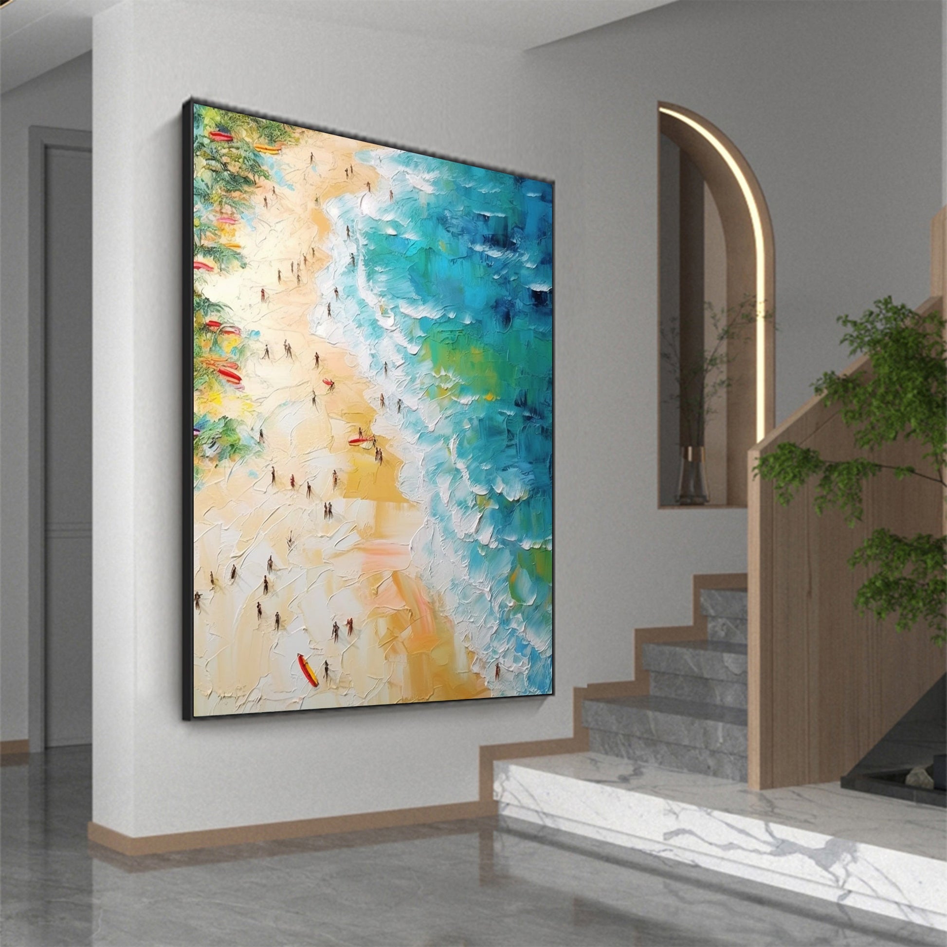 Original Beach – Gold Beach Seascape Wall Art | Abstract Oil Painting, view 5
