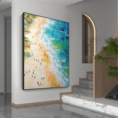 Original Beach – Gold Beach Seascape Wall Art | Abstract Oil Painting, view 5