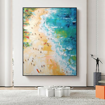 Gold Abstract Beach Seascape Wall Art Oil Painting