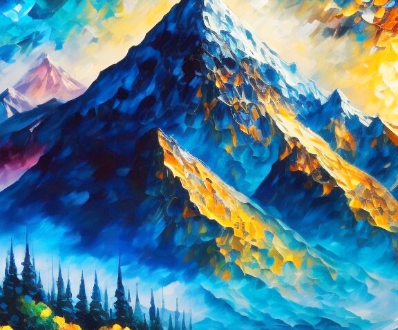 Large Mountain Lake – Colorful Lake Landscape Wall Art | Abstract Oil Painting, view 3