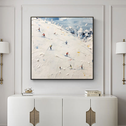 Ski Sport – White Abstract Wall Art | Hand-Painted Oil Painting, view 5