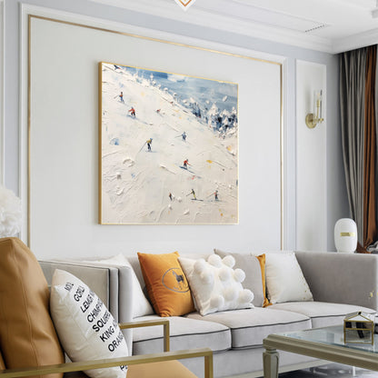 White Abstract Wall Art – Ski Sport