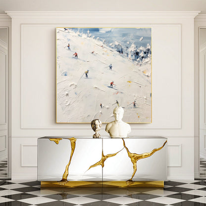 White Abstract Wall Art – Ski Sport