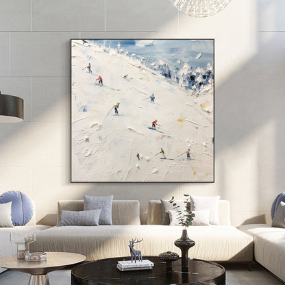 White Abstract Wall Art – Ski Sport