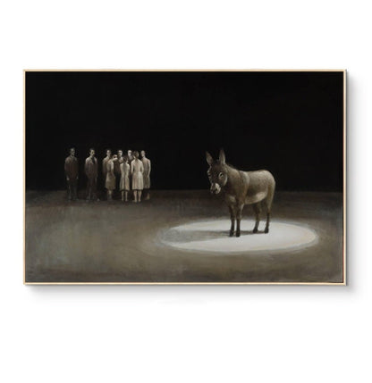 Classical Donkey Oil Painting on Canvas, Large Original Donkey Canvas Wall Art, Modern Hand-painted Animal Painting for Living Room