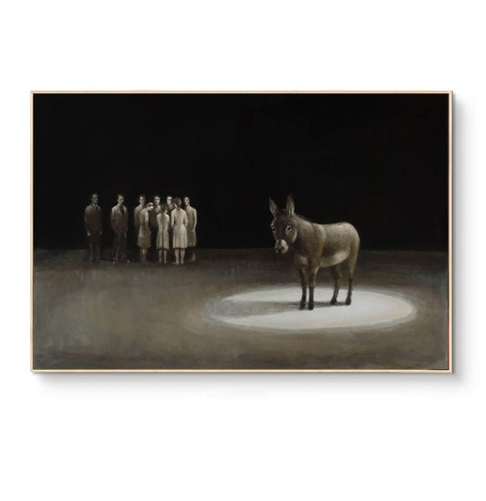 Classical Donkey Oil Painting on Canvas, Large Original Donkey Canvas Wall Art, Modern Hand-painted Animal Painting for Living Room