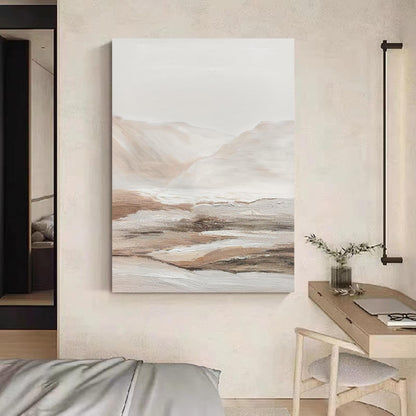 Beige Abstract Canvas Painting – Minimalist Landscape Wall Art – Abstract Painting