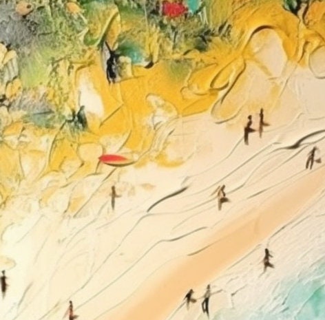 Original Golden Beach – Gold Beach Seascape Wall Art | Abstract Oil Painting, view 3