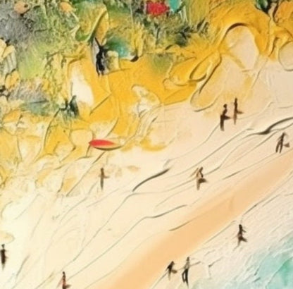 Original Golden Beach – Gold Beach Seascape Wall Art | Abstract Oil Painting, view 3