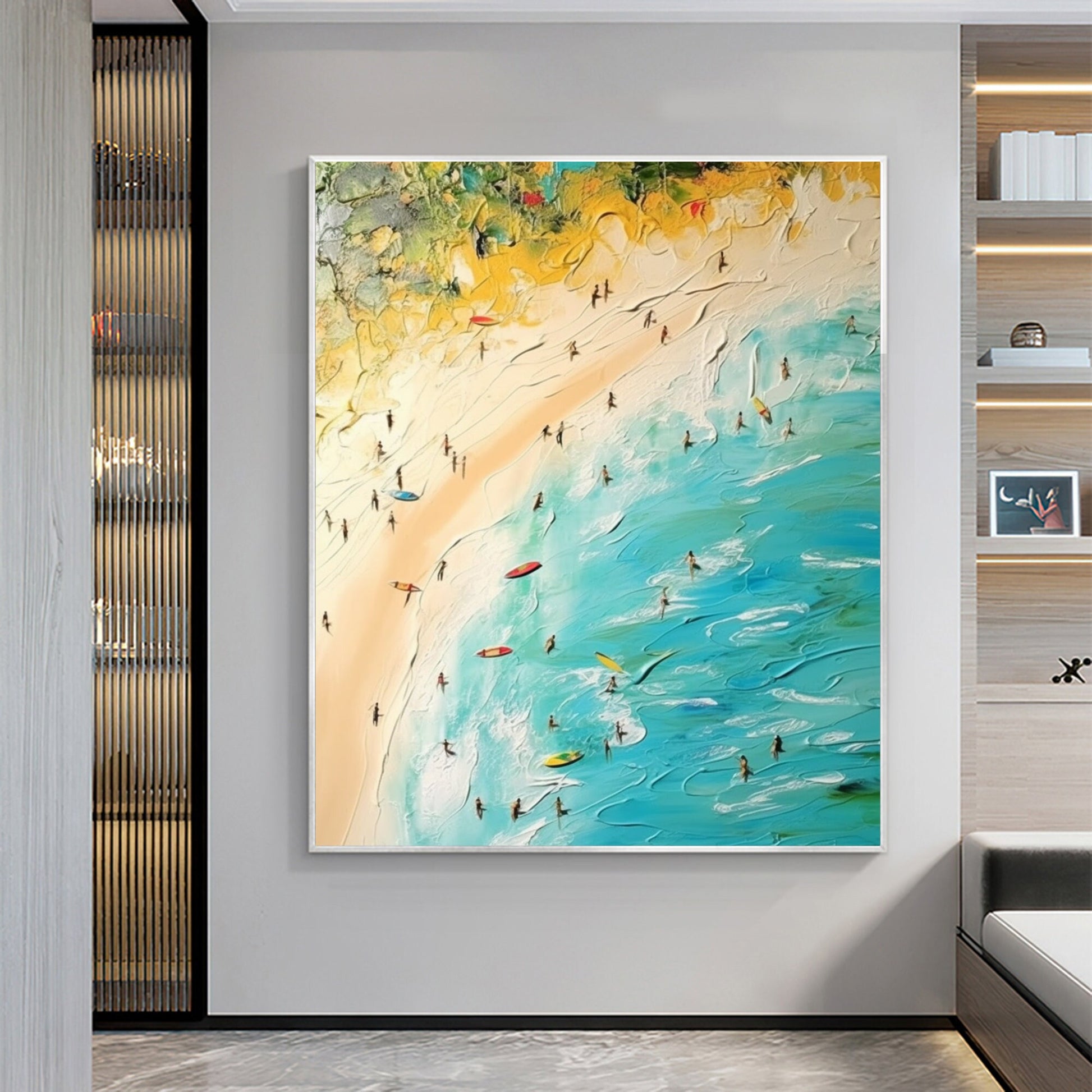 Original Golden Beach – Gold Beach Seascape Wall Art | Abstract Oil Painting, view 5