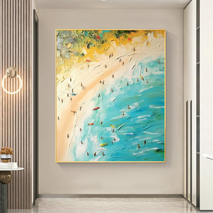Original Golden Beach – Gold Beach Seascape Wall Art | Abstract Oil Painting, view 2
