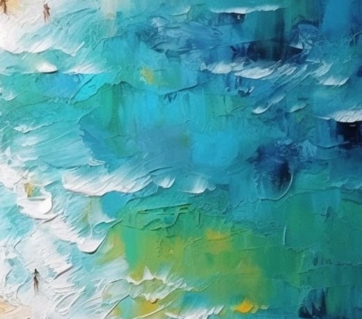 Original Beach – Gold Beach Seascape Wall Art | Abstract Oil Painting, view 3