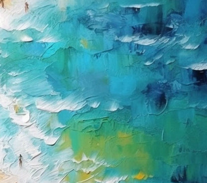 Original Beach – Gold Beach Seascape Wall Art | Abstract Oil Painting, view 3